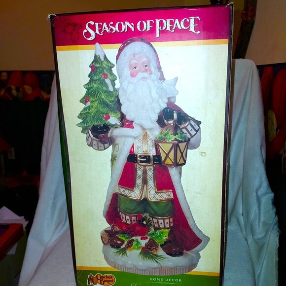 Vintage Cracker Barrel "Season of Peace" Decorative Santa Vase NWT HARD TO FIND - Picture 15 of 16
